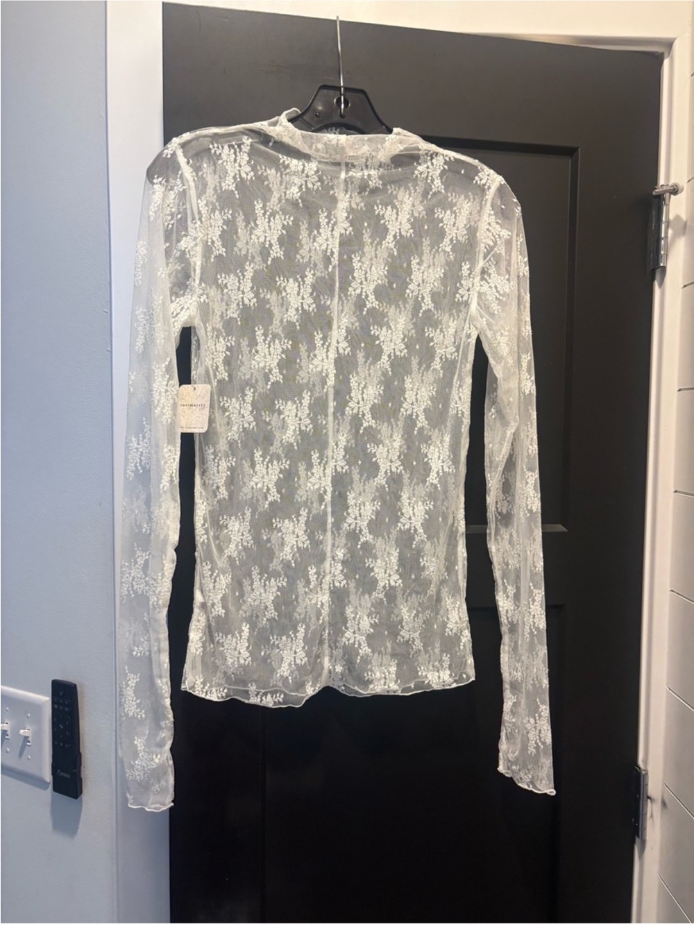 Free People Lady Lux Floral Mesh Layering Top lace Med NWT Evening Cream White - Picture 7 of 10